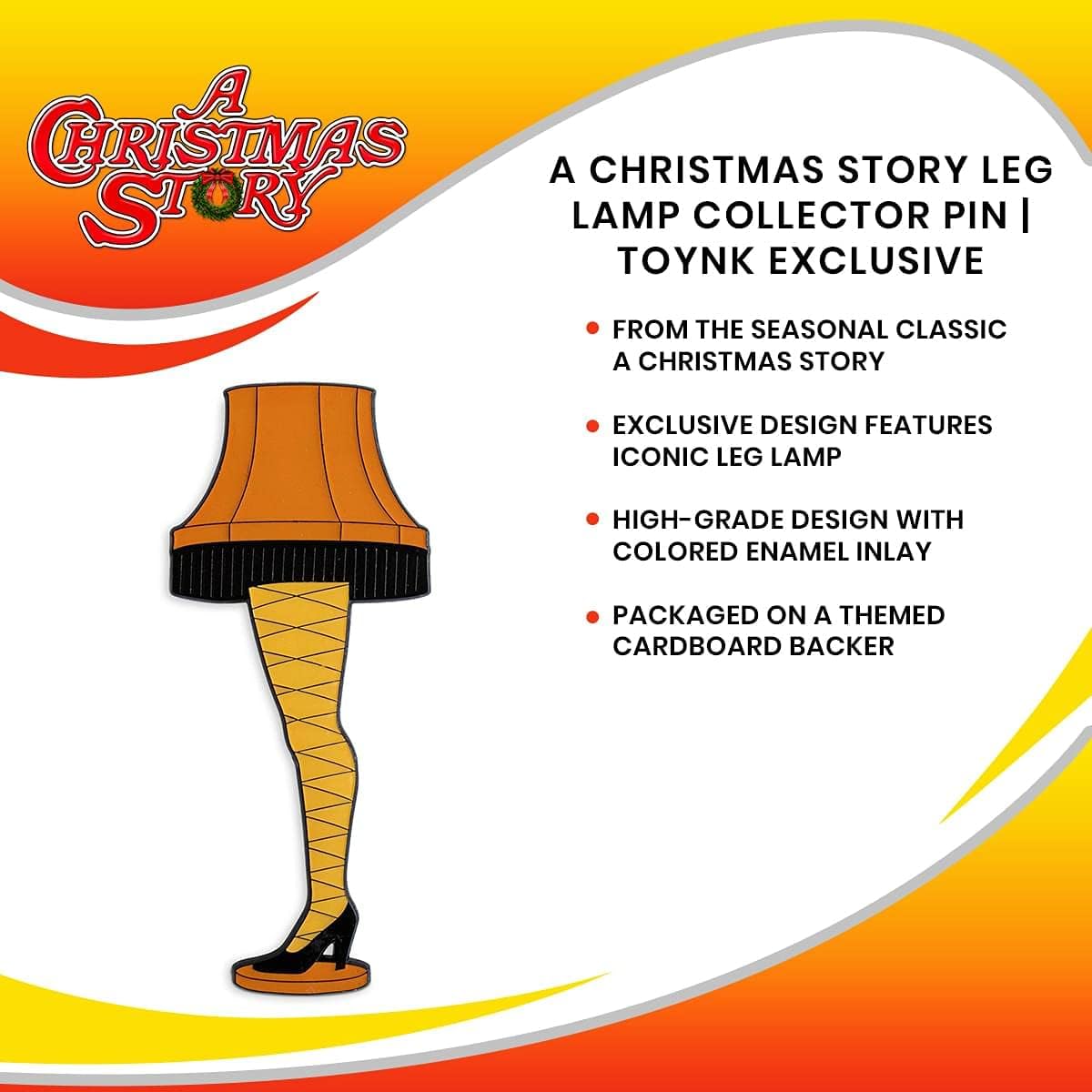 SalesOne, A Christmas Story Leg Lamp Exclusive Collector Enamel Pin | Metal Brooch Clothing Accessories for Backpack,Jacket Festive Holiday Toys, Gifts and Collectibles, Stocking Stuffers Orange
