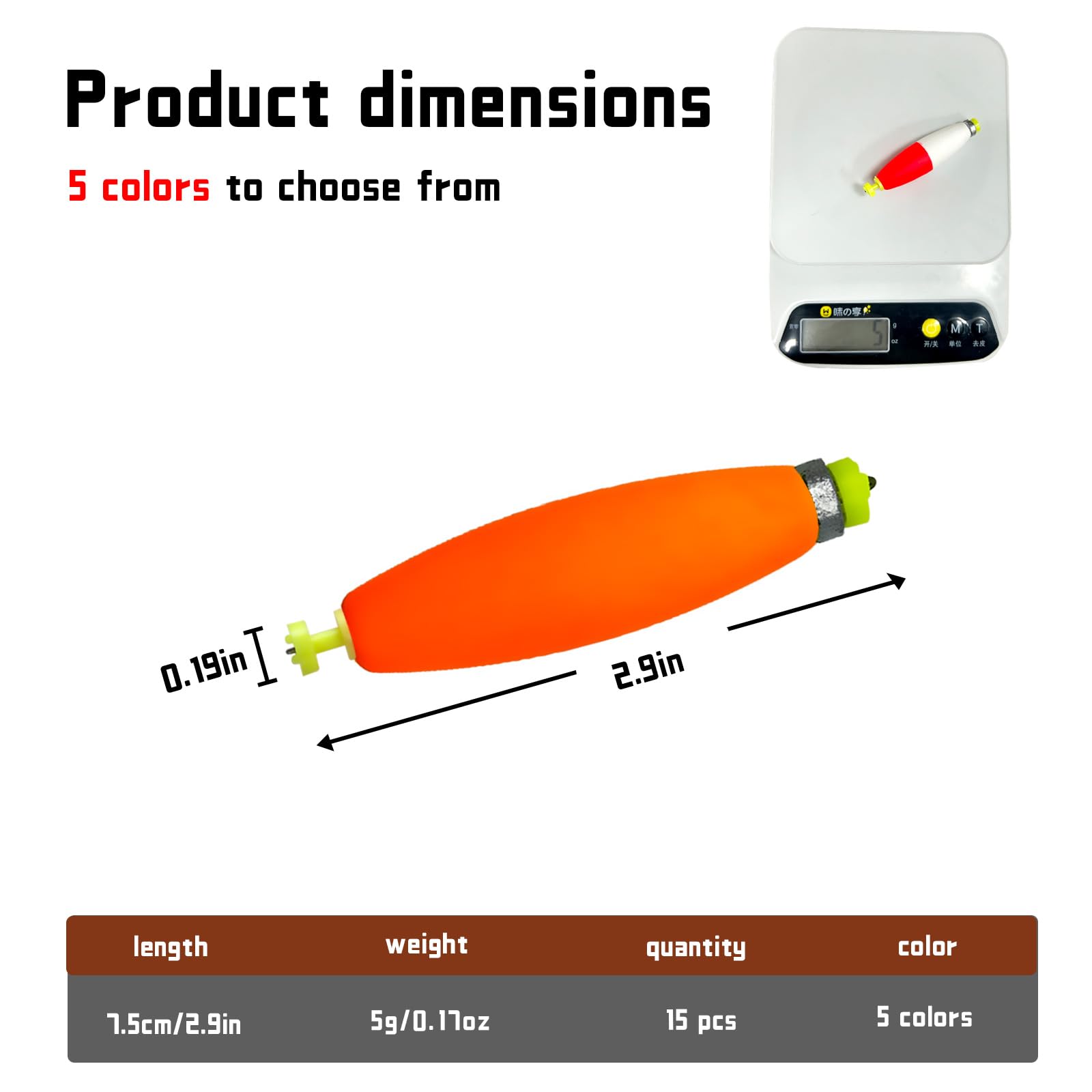 15 PCS Fishing Bobbers Floats EVA Foam Weighted Floats Bobbers Snap-On Peg Floats Oval and Round Fishing Bobbers for Bass Trout Crappie