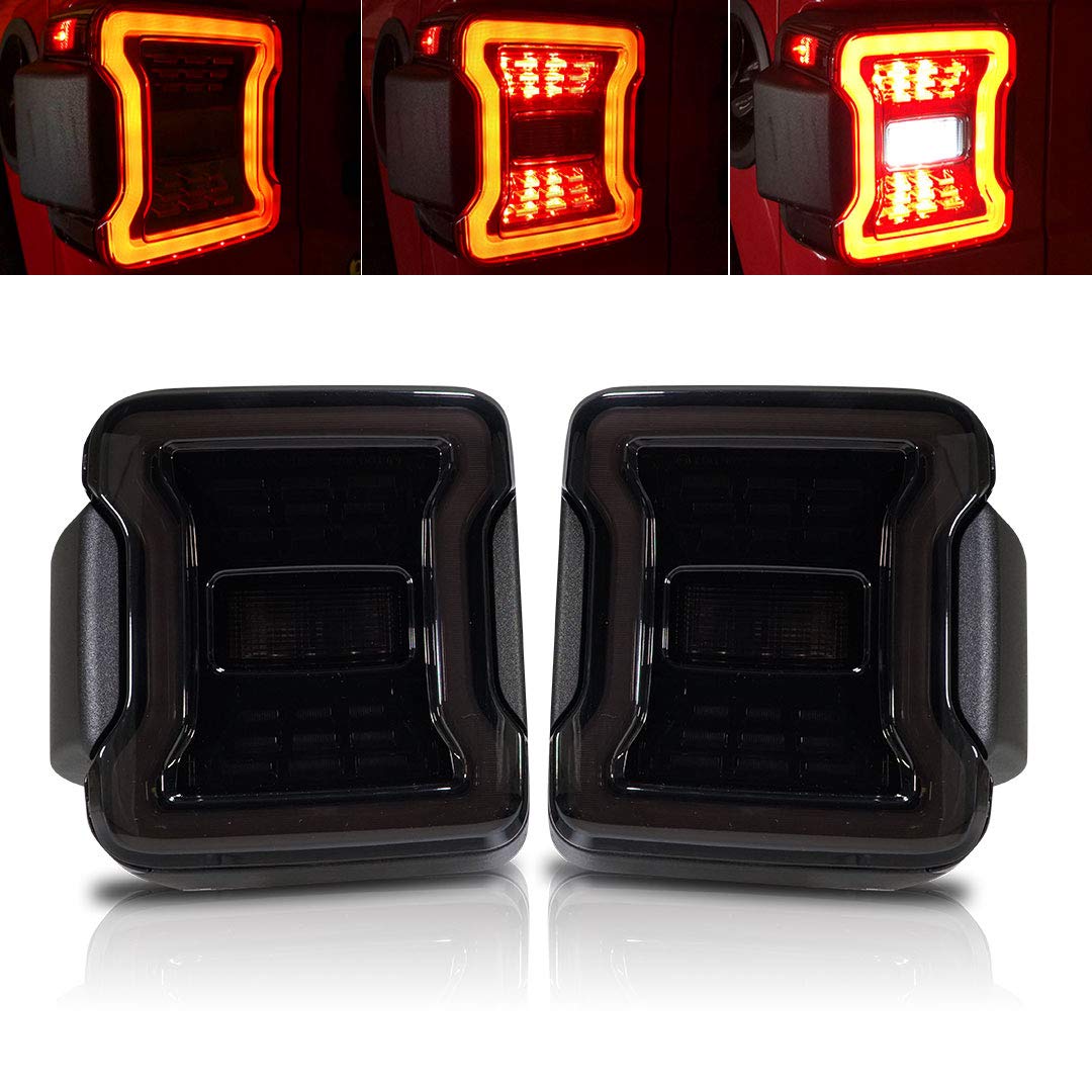 Buy Smoked LED Tail Lights Compatible with Jeep Wrangler JL JLU 2018