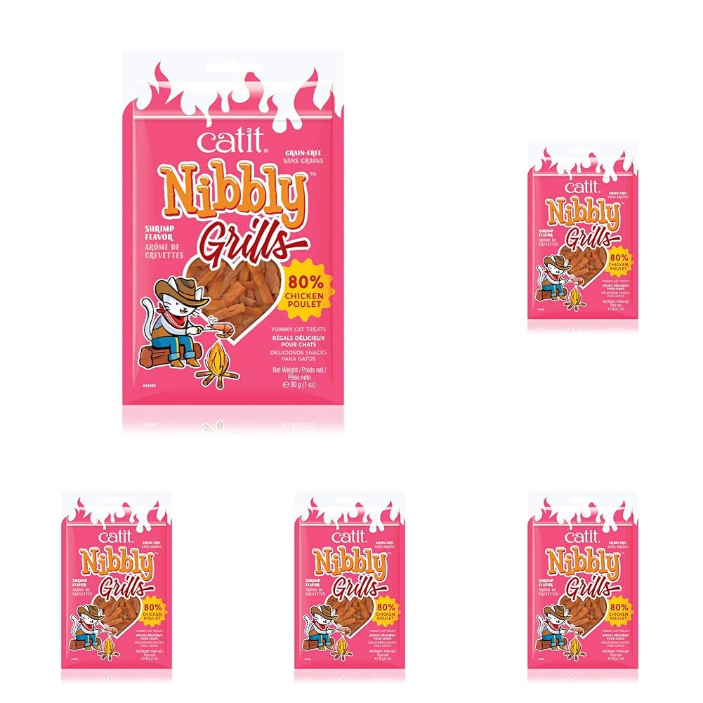 Catit Nibbly Grills, Kaustreifen aus Hühnchen und Garnelen, für Katzen, 30g (Packung mit 5)