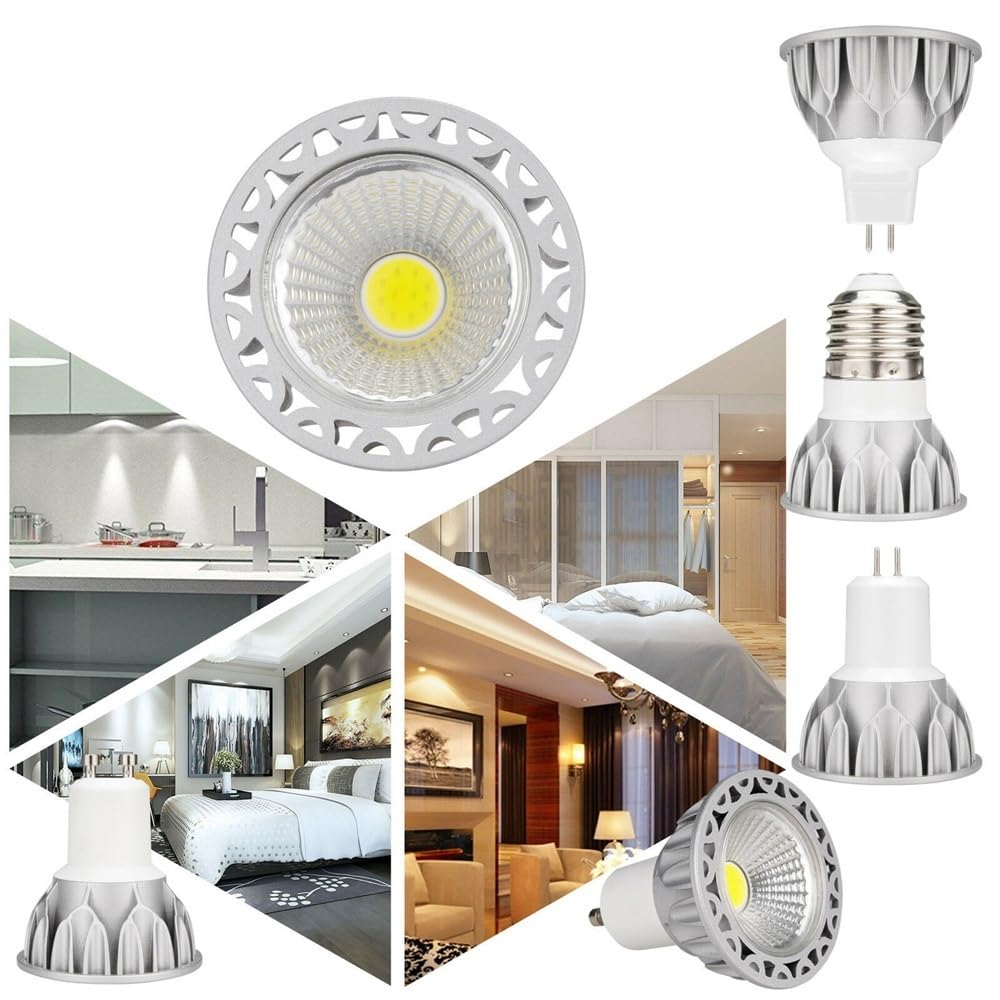 RZL Lighting, Confezione da 10, Lampadine Faretto LED COB AC220V GU10/E27/GU5.3 5W Dimmerabile Angolo del Fascio di 45 Gradi Decorazione for la Casa Lampada con Copertura in Vetro(Warm White,E27)