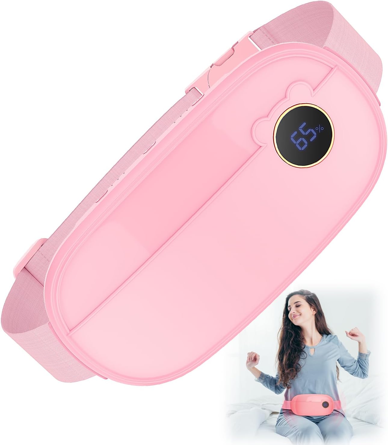 Portable Menstrual Heating Pad, Digital Display Period Heating Pad with 3 Heat Levels and 3 Massage Modes, Back or Belly Fast Heating, Christmas Gifts for Women and Girl