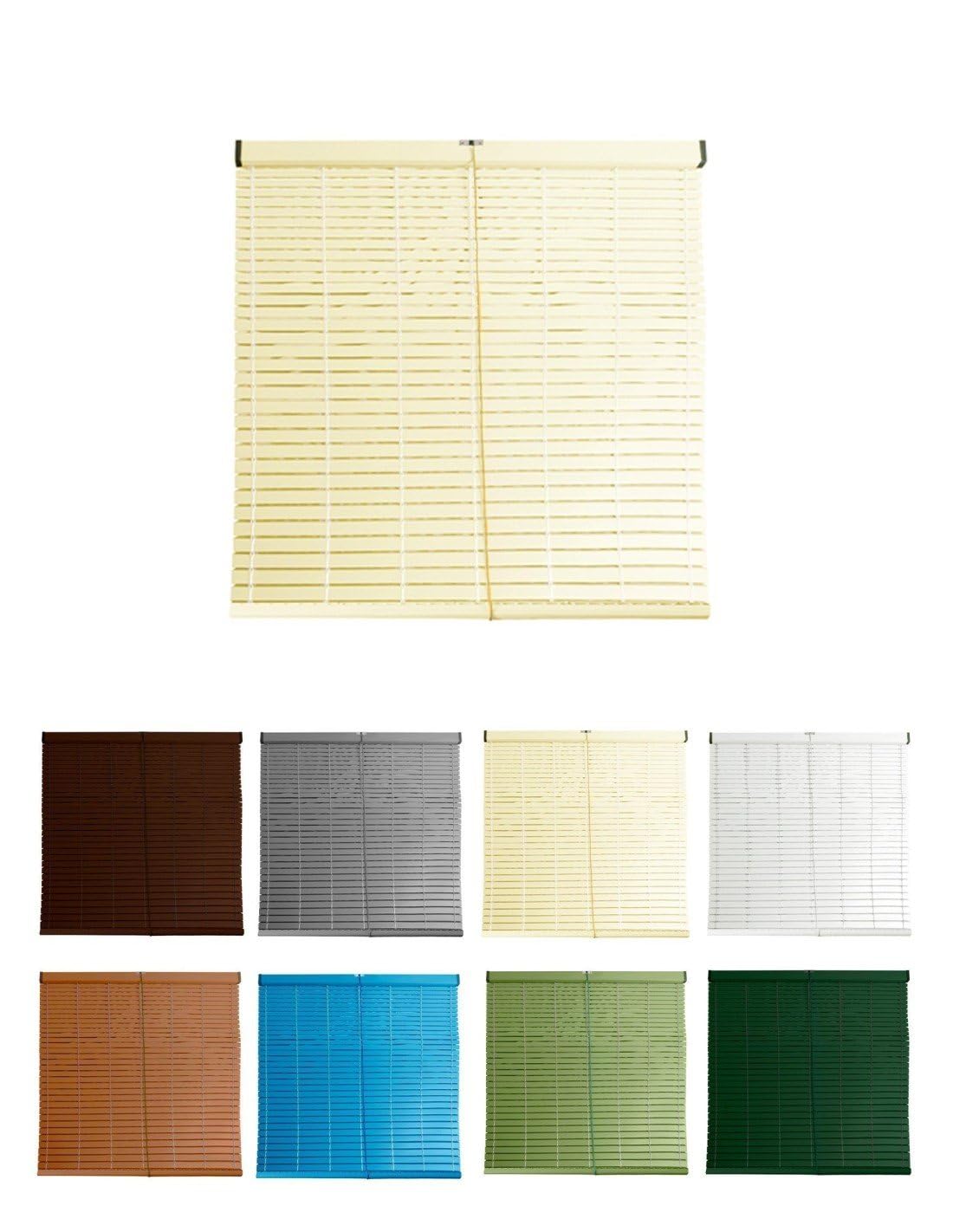 JARDIN202 - Persiana de PVC Alicantina con Polea Metálica | Persiana Enrollable | Estor Enrollable para Ventanas, Puertas, Salón y Cocina | 120 x 140 cm (Marfil)