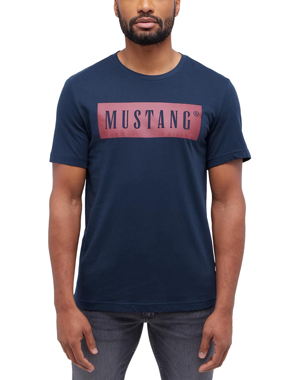 MUSTANG Herren T-Shirt Austin - Regular Fit S-3XL Weiss Schwarz Gün Baumwolle