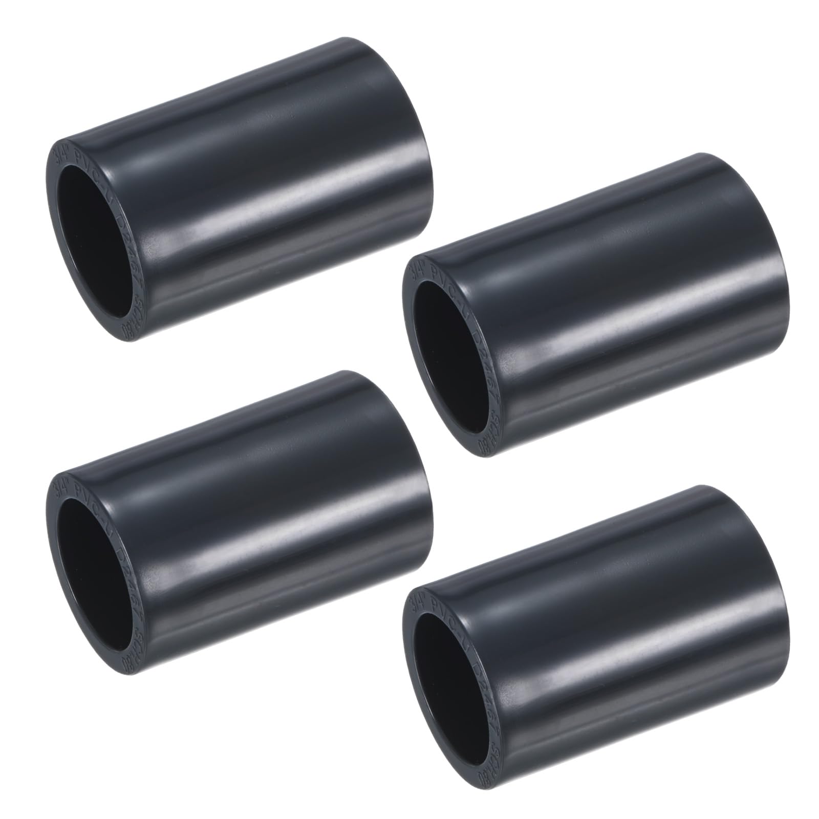 4-Pack PVC Pipe Coupling Adapter, 3/4" Straight Coupling Adapter Connector Schedule 80 UPVC Pipe Fitting Socket for Water Line [Grey]