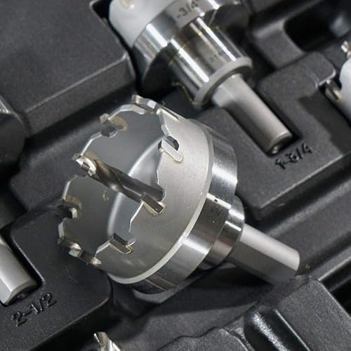 Miniatura 8 de Klein Tools 31873 Kit de cortador de agujeros resistente, incluye cortadores de agujeros de carburo y 2 brocas piloto en estuche de plástico