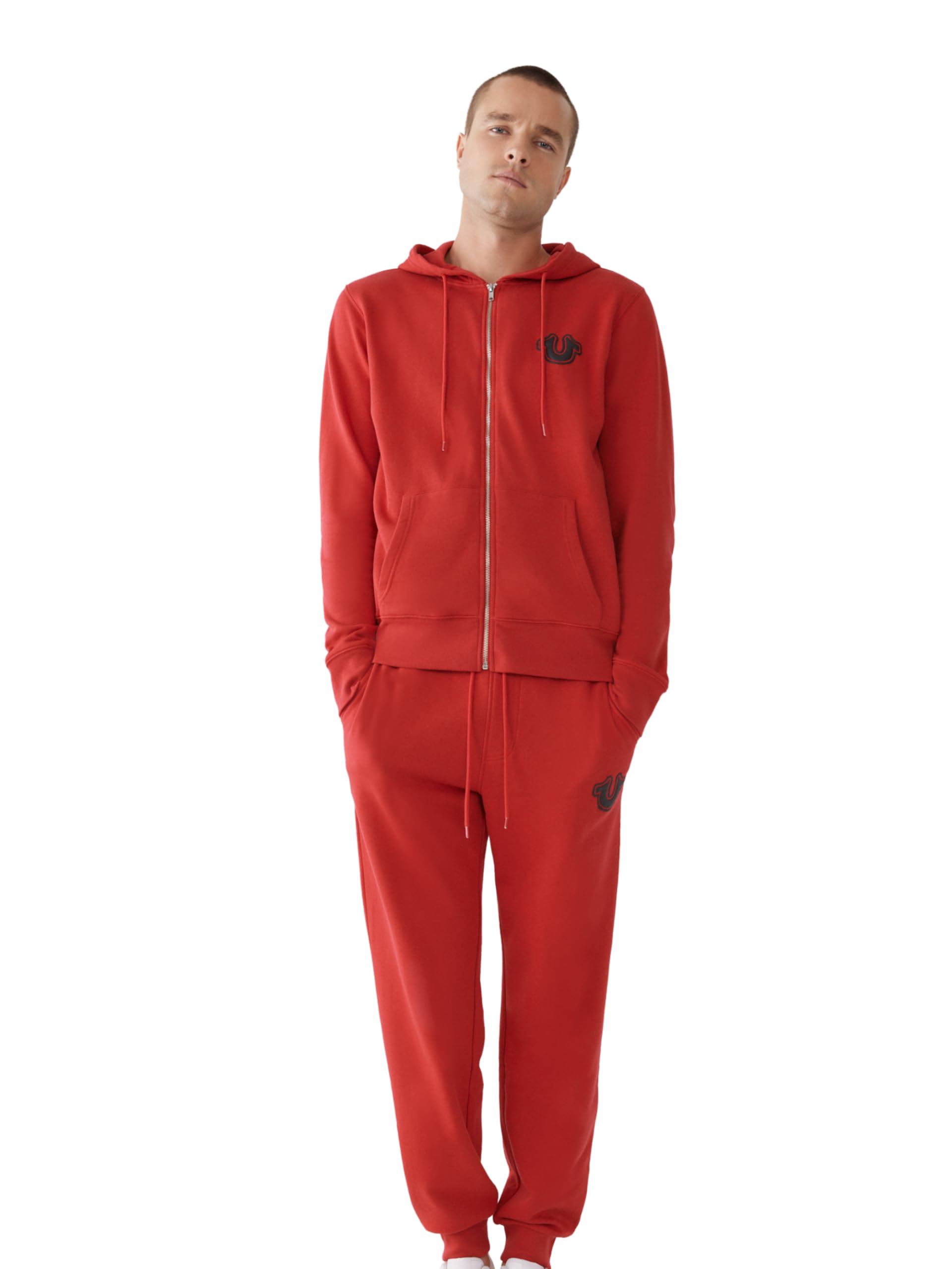 True Religion Męska bluza z kapturem z zamkiem błyskawicznym, prawdziwa czerwień, M