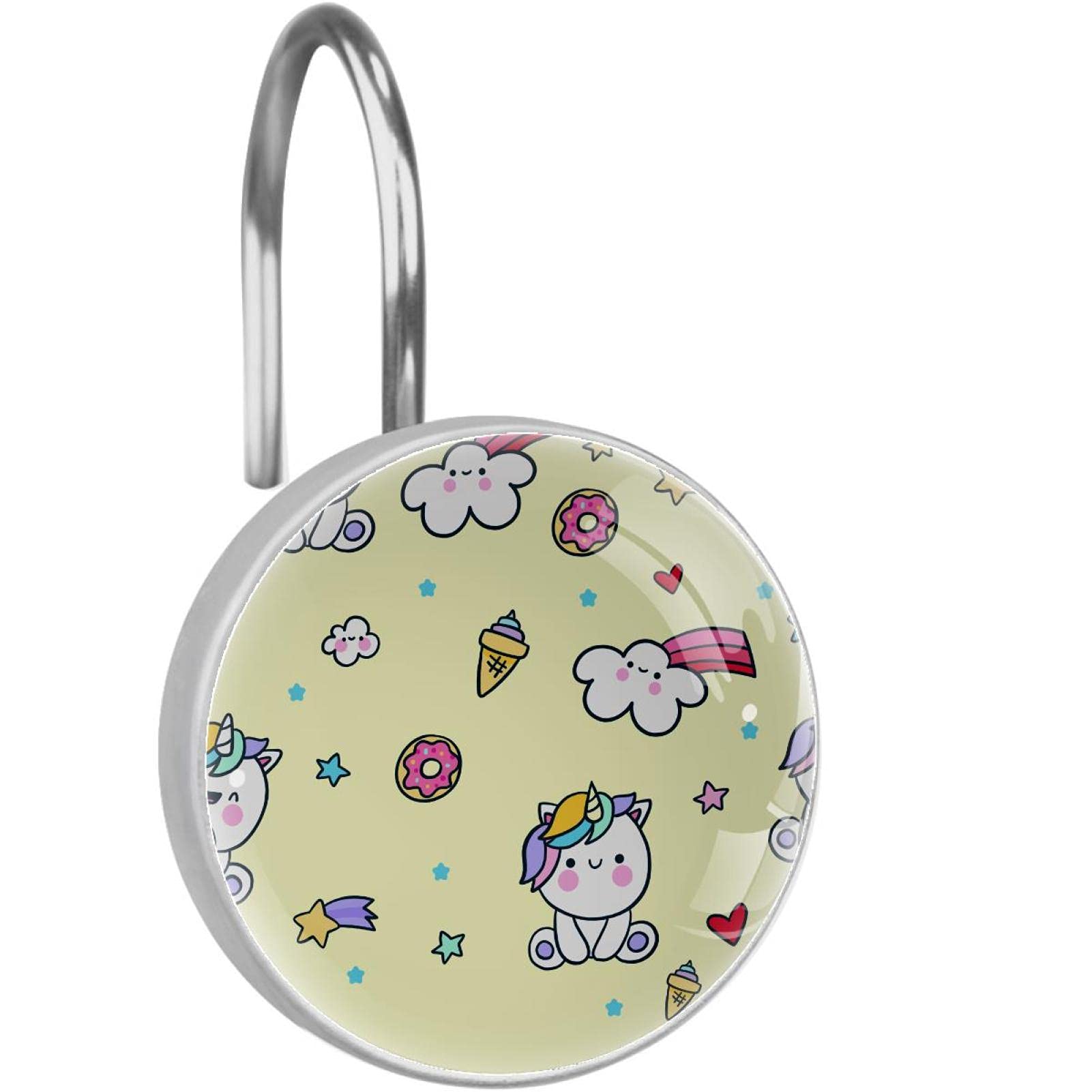 Crochets rideau de douche licorne féerique en acier inoxydable durable x12