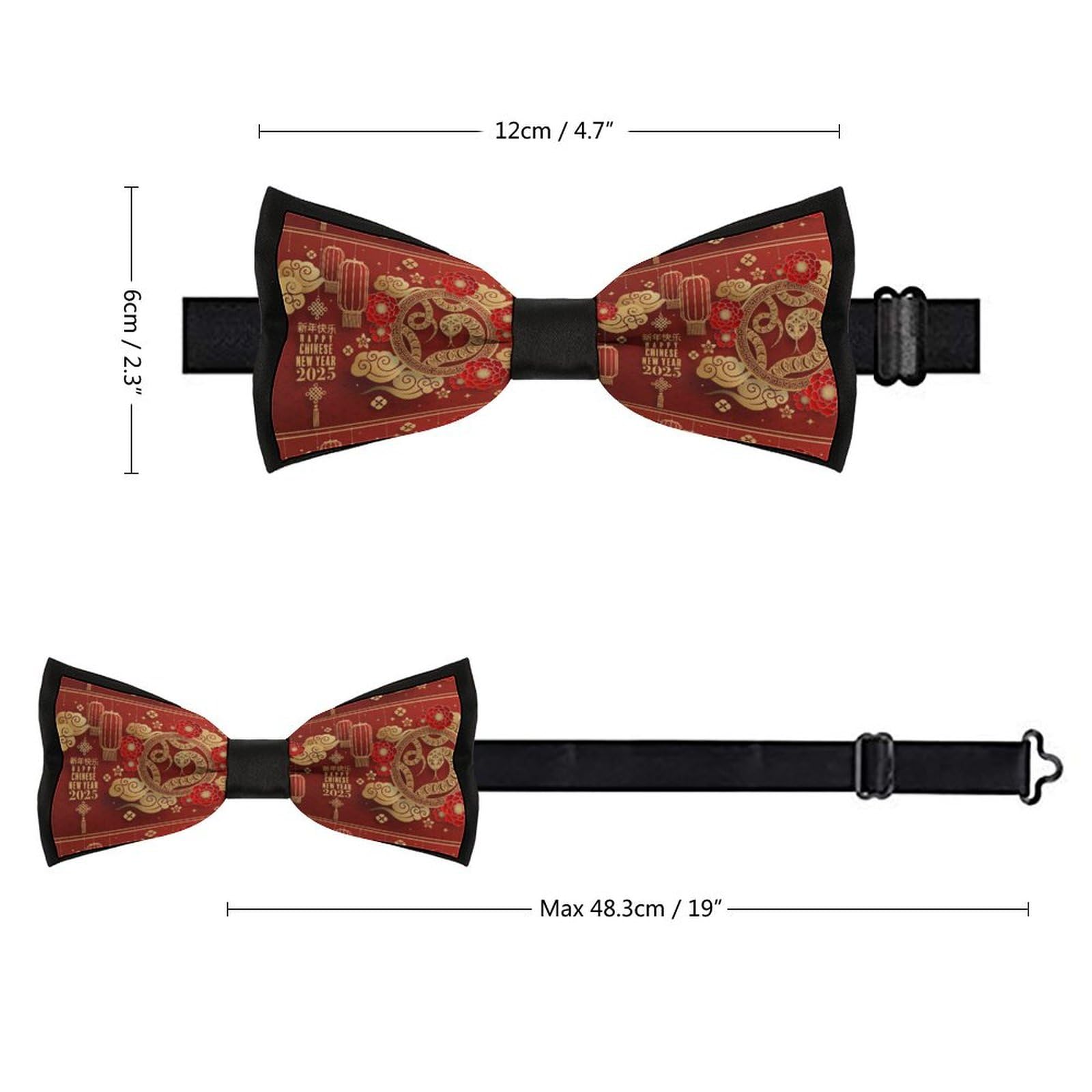 JYYAU Year Of The Snake 2025 Happy Chinese New Year 2025 Bow Tie Adjustable Necktie For Men Business Fashion Pre-tied Tie Neckwear Novelty Accessory For Weddings Party Festival