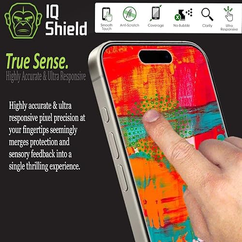 Miniatura 9 de IQShield Protector de pantalla compatible con Apple iPhone 15 Pro Max (paquete de 2) película de TPU transparente antiburbujas