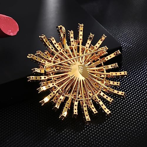 Image of Fashion Flower Brooches for Women Rhinestone Flower Brooches Pins 18k Gold Plated Lapel Pins Jewelry for Girlfriend Wife