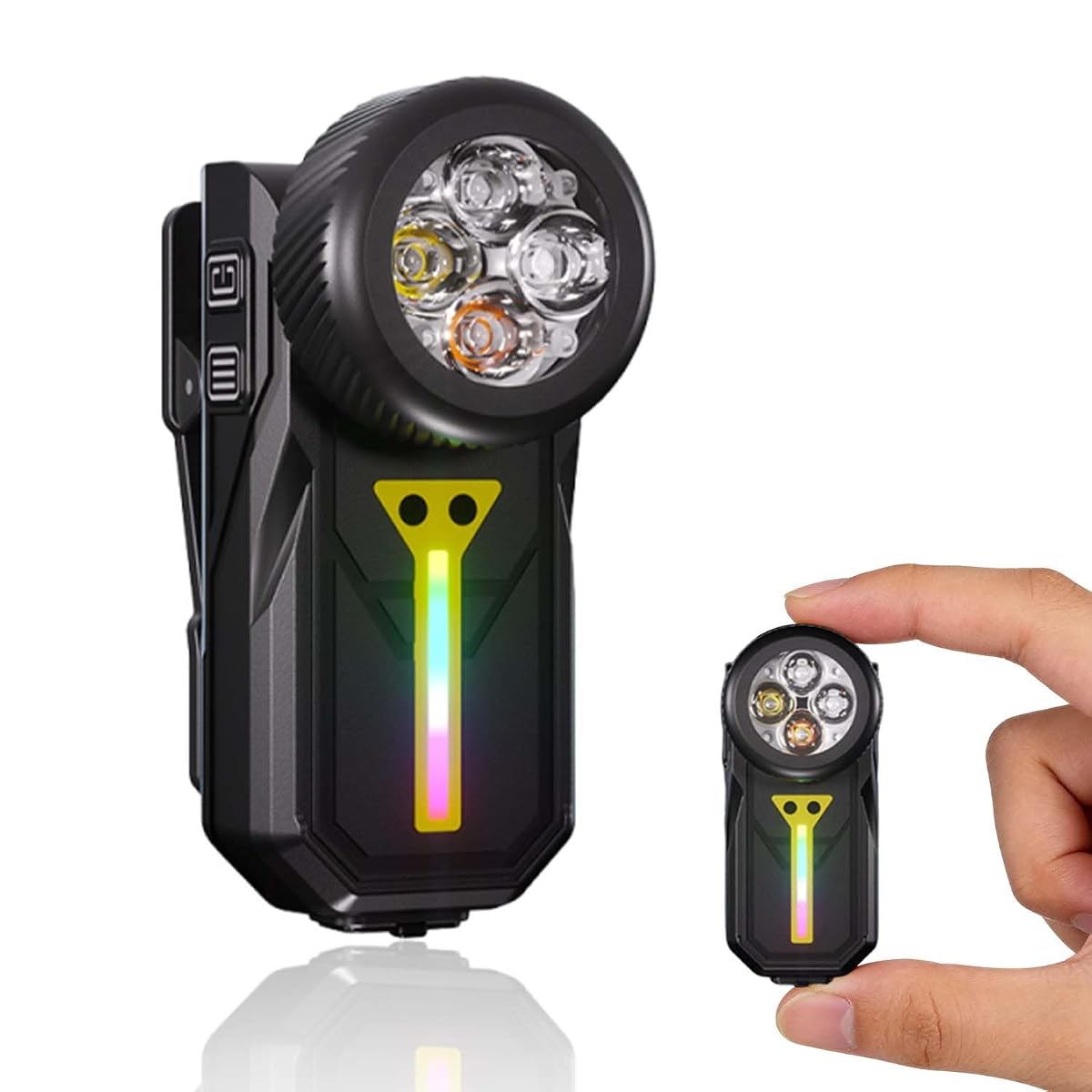 BESTRU Pro S EDC Flashlight Clip-on Light, 600 Lumens Type-C Rechargeable with