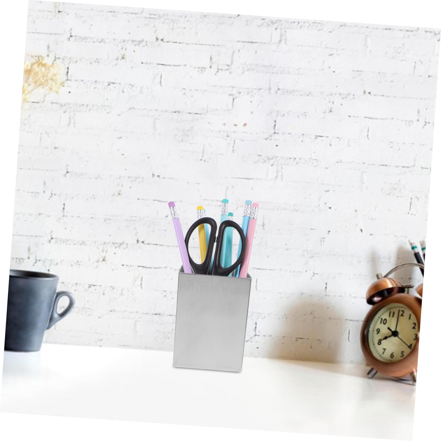 Holibanna Portapenne in Acciaio Inossidabile Spesso Contenitore per Matite Organizer da Scrivania Multifunzionale per Ufficio e Casa Capacità Ampia Portatile per Cancelleria e Piccoli