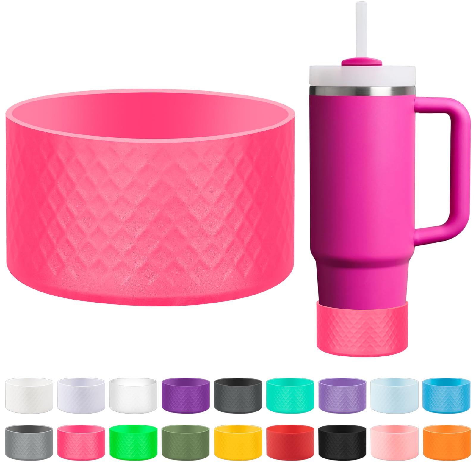 LOXICEN Silicone Boot for Stanley, Cup Boots Compatible with Stanley 40oz 30oz 20oz Tumbler, Cup Accessories Boot Rose Red