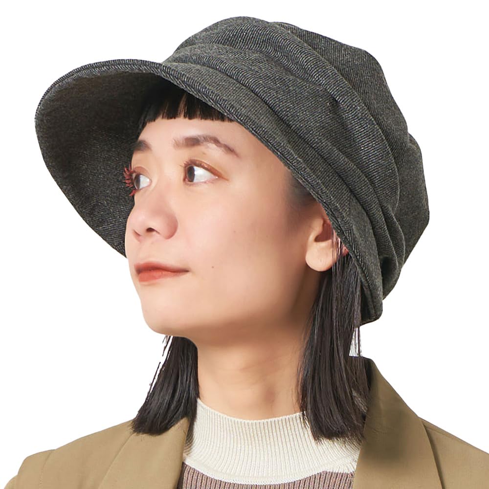 Charm Women's Black Newsboy Winter Hat - Organic Cotton Bonnet Visor Casquette Chemo Cap