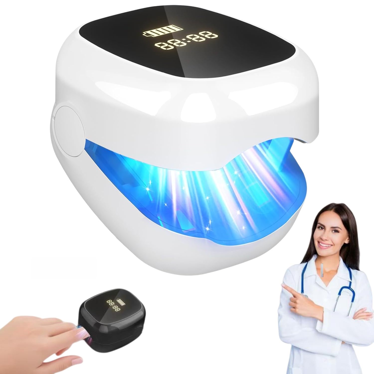 OrthoVital Appareil Anti Mycose, OrthoVital Pulse Light Mycosis for Toenails, Nail Fungus Cleaning,Suitable for All Ages (Blanc)