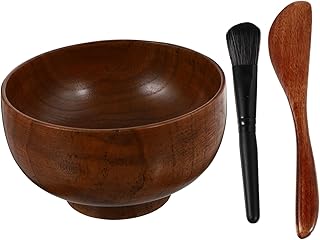 minkissy 1 Conjunto De Máscara De Madeira Tigela Facial DIY Tigela De Beleza Máscara De Argila Asteca Suprimentos Para Esteticista Tigela De Mistura De Beleza Tigela De Lama Facial