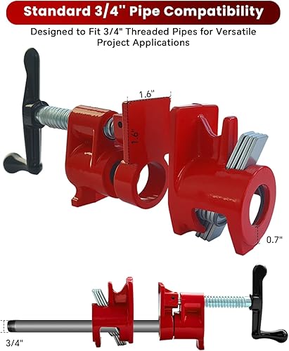 Miniatura 3 de ATPEAM Juego de 8 abrazaderas para tubos de encolado de madera  Paquete de 8 abrazaderas de tubo de liberación rápida de hierro fundido resistente