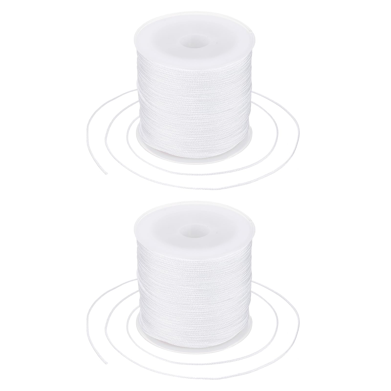 sourcing map 2 Pcs 0.8mm Nylon String for Bracelets, 44 Yards Satin Nylon Beading Thread Chinese Knotting Cord for Jewelry Making DIY Craft Beading Friendship Necklace Bracelet(White)