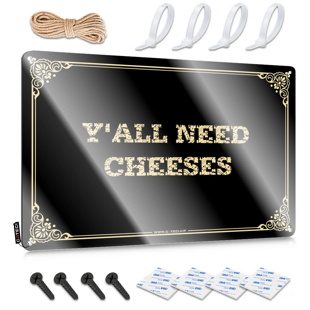 MGHTLCCME Metal Tin Sign Retro Y'All Need Cheeses Tin Sign Metal Man Cave Sign Man Cave Sign Decor(20X30CM)