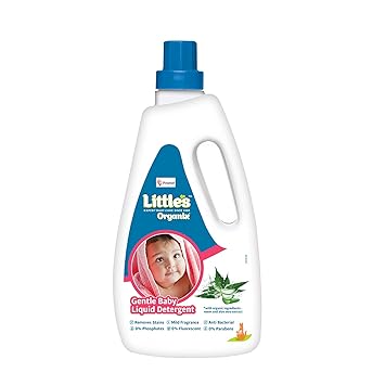 Little's Organix Gentle Baby Detergent Liquid for Clothes | 1000 ml | Anti-Bacterial Liquid Detergent for Baby Clothes Enriched with Aloe Vera & Neem Extracts | Free from Brighteners & Bleach - image, photos