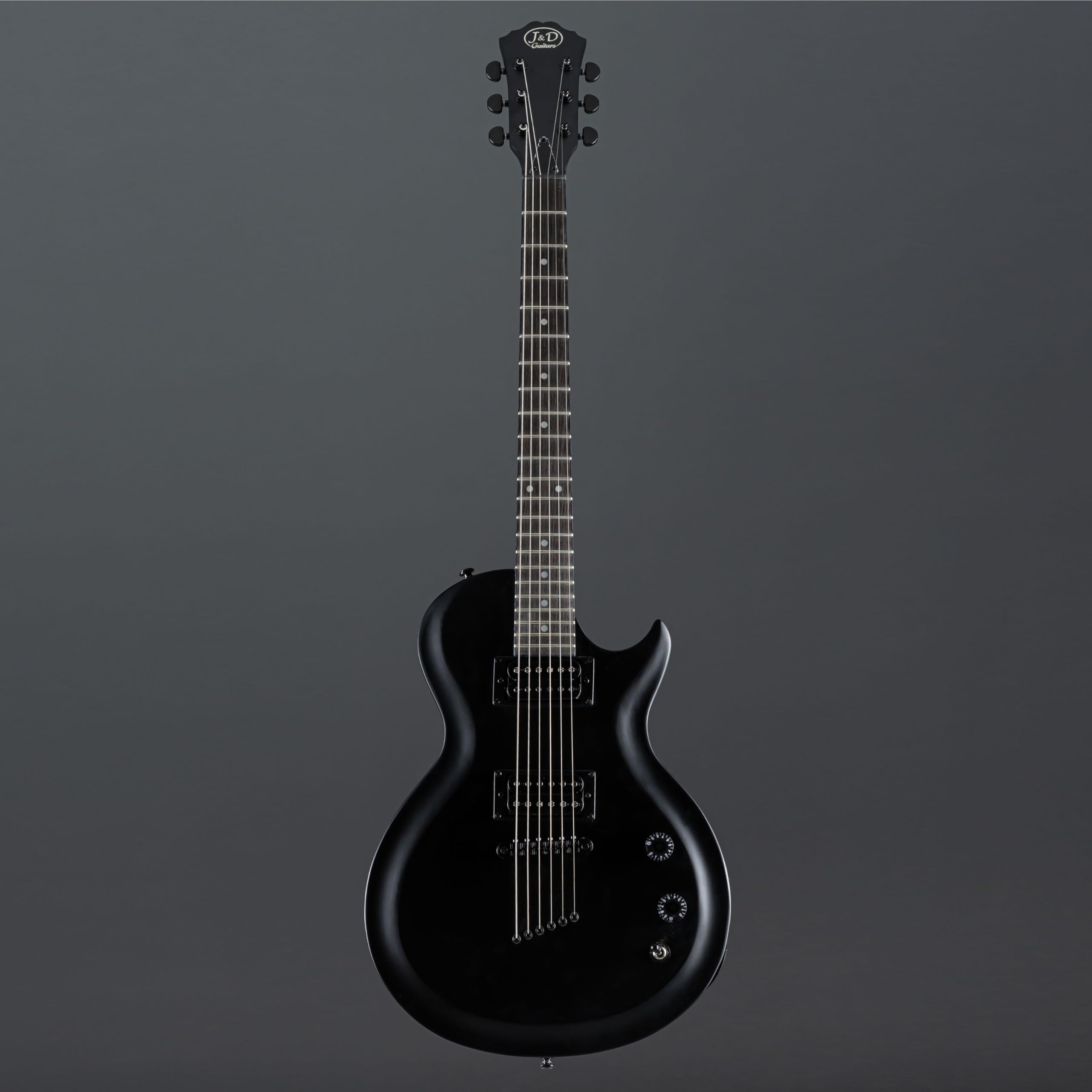 J & D M8B E-Gitarre, Single Cut, Mattschwarz, Humbucker Tonabnehmer, Tune-o-Matic Brücke, 22 Bünde