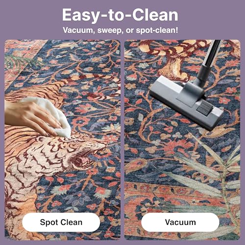 Tapete Well Woven Apollo Botanical Tiger Navy Lavable miniatura 6