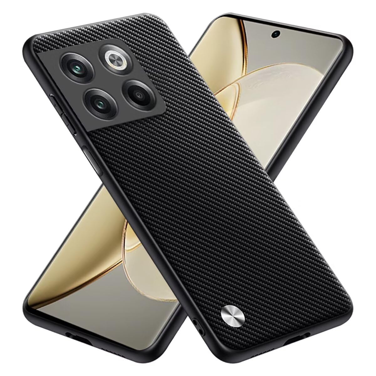RankOne Custodia Per OnePlus 10T, Cover In TPU Con Design Effetto CD E Texture Similpelle, Colore Arancione, Protezione Anticaduta E Antigraffio - 3