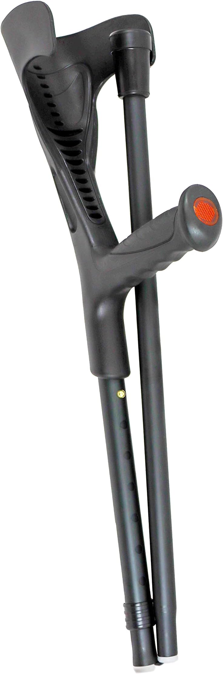 Folding Crutch for Adults (x1 Unit), Open Cuff, Adjustable Height, Aluminium, Orthopaedic, Elbow Crutches Women and Men, Black