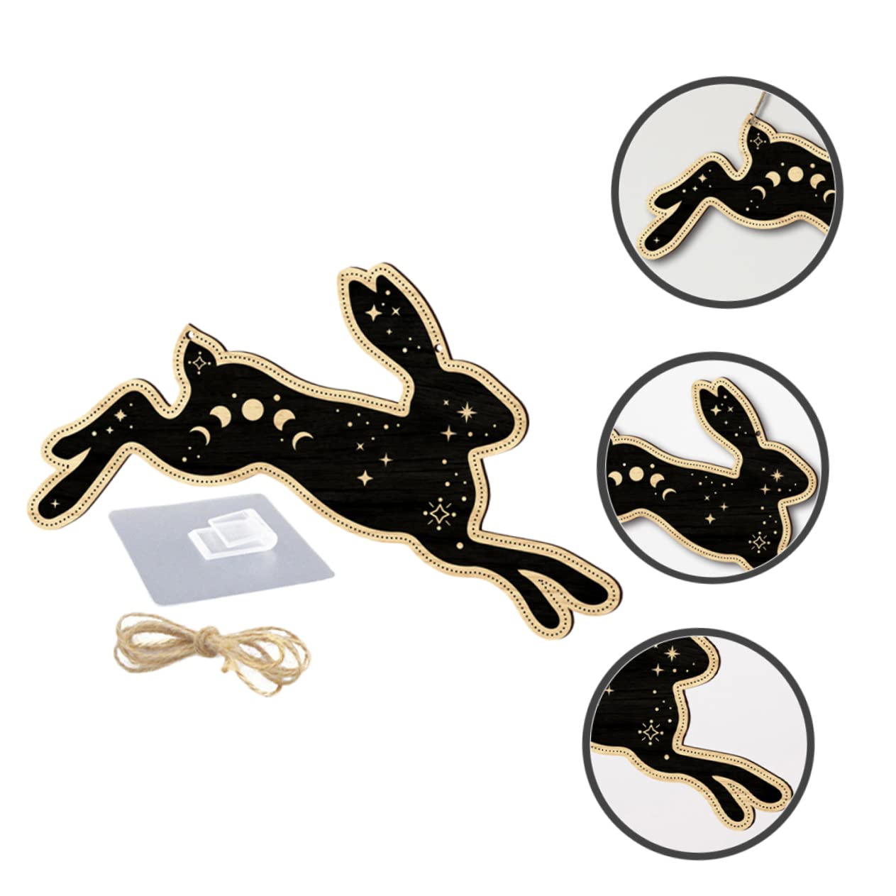 Amosfun 5pièces Décoration Murale Bois Suspendue Avec Motif De Lapin Accessoire Éclatant Pour Maison Pour Fêtes Et Décorations De Printemps
