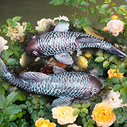 Tooyuart Garden Sculptures & Statues,Koi Fish Decor,Garden Fish Art,Set of 2 Antique Koi Fish Yard Art Decor for Outdoors,Patio,Yard,Lawn,Pond,Home Decoration (Bronz) - Image 3