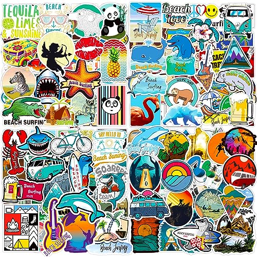 200 Pièces Stickers Été Plage, Imperméable Vinyle Autocollant, Stickers pour Scrapbooking, Journaling, Ordinateur Portable, Skateboard, Cahier, Macbook,...