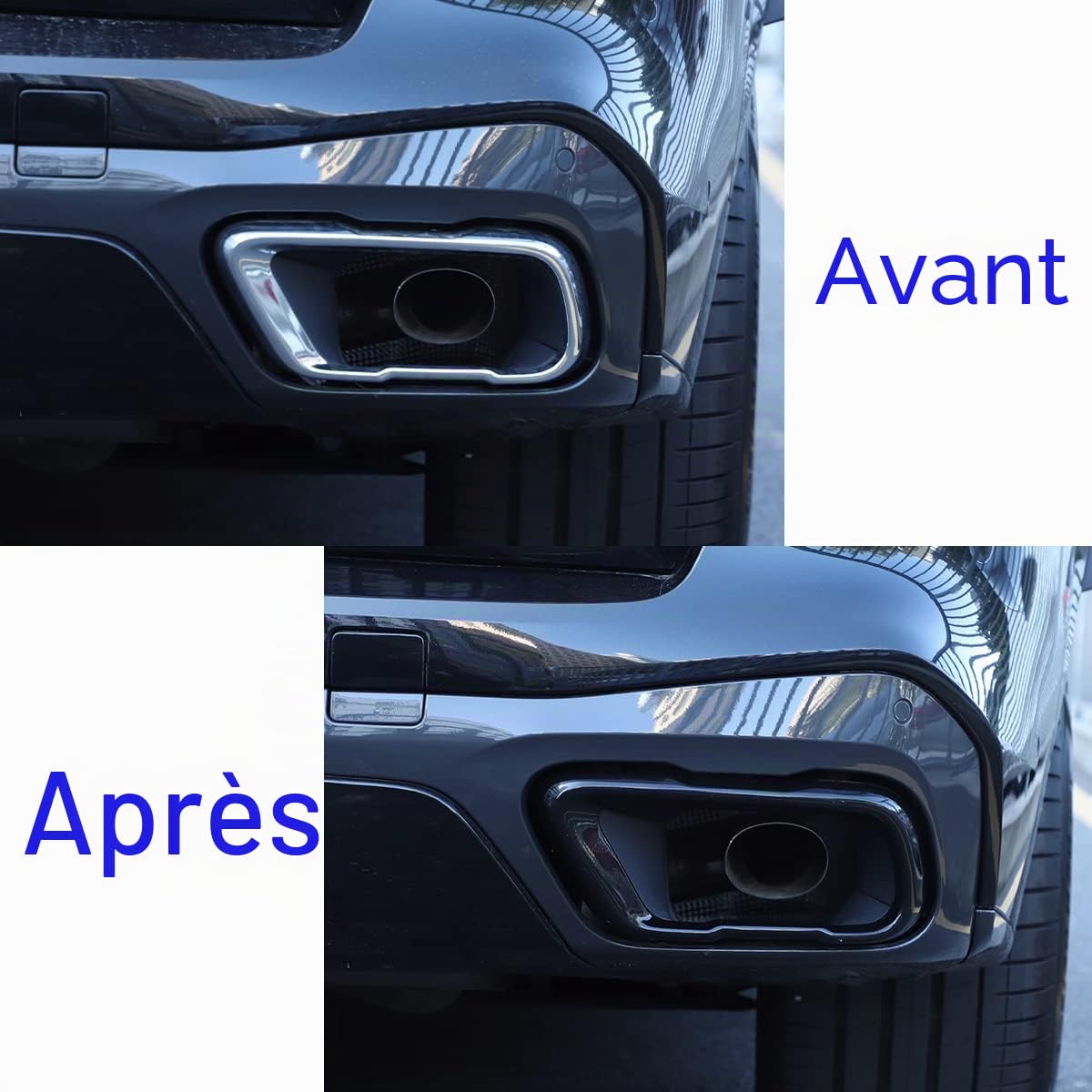Metyoucar Accessoires extérieurs en acier inoxydable pour échappement - Cadre de décoration et couvercles de garniture pour X5 G05 X7 G07 2019 2021 Version M Sport - Accessoires pour voiture (Noir)