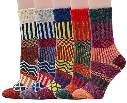 Vellette Warme Socken Damen Dicke Baumwolle Stricksocken mit Wolle Niedlich Karikatur Tiere Charakter Socken EU 35-40 (5 Paar) Cover