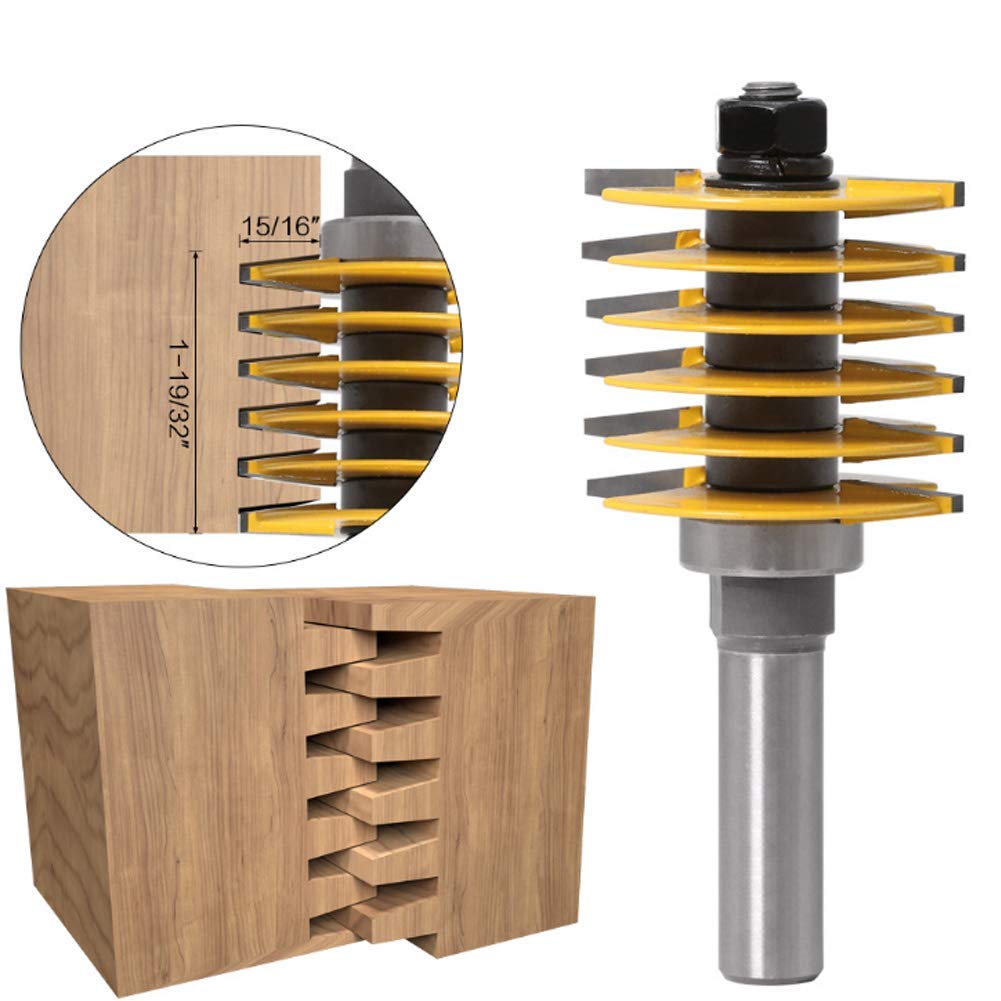OKJHFD 1/2 H - 1/4 Fresa per Rabbet con Gambo con Set di 7 Cuscinetti, Frese Utensili per la Lavorazione del Legno per Pannelli di Particelle di