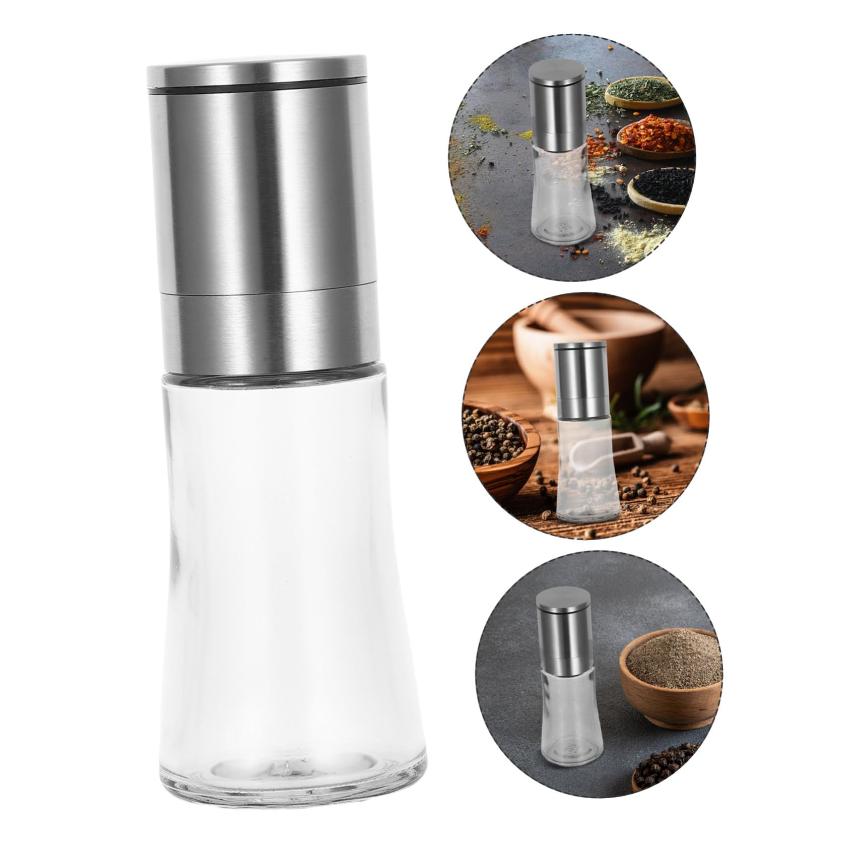 OUNONA 2 pezzi Macina Spezie Manuale in Acciaio con Finestra Trasparente per Condimenti e Macina Portatile per Cucina e Outdoor
