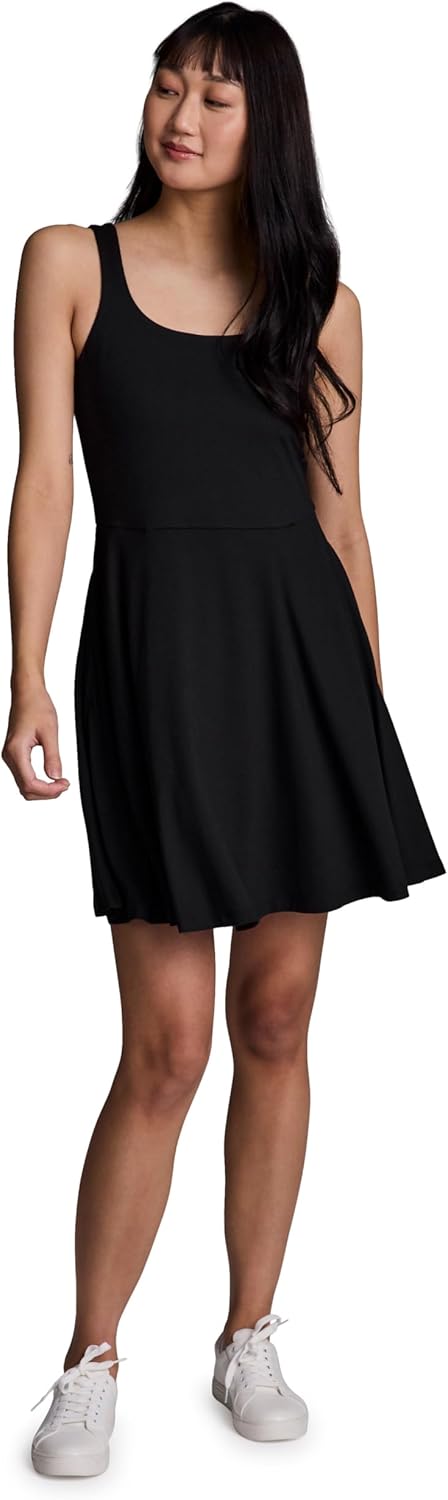 RBX Women's Active Dress, Super Soft Flirty Fit and Flare Quick Drying Stretch Jersey Knit Tank Dress with Pockets