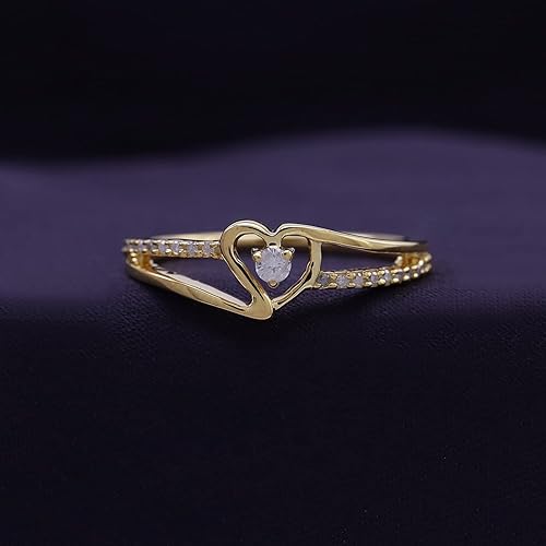 Miniatura 2 de Bypass - Anillo de promesa de corazón para mujer, 110 quilates, moissanita redonda, anillo de diamantes naturales o cultivados en laboratorio en