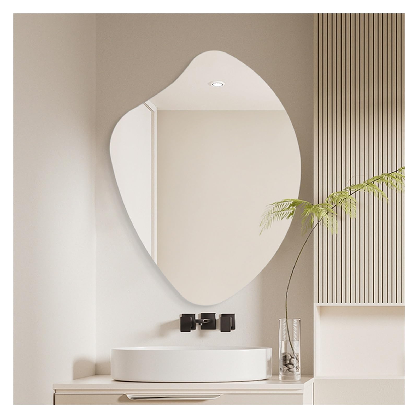 SXFSDOU Asymmetrical Frameless Bathroom Mirror - Irregular Wall-Mounted Decorative for Home & Hotel, 600x800mm Modern Design