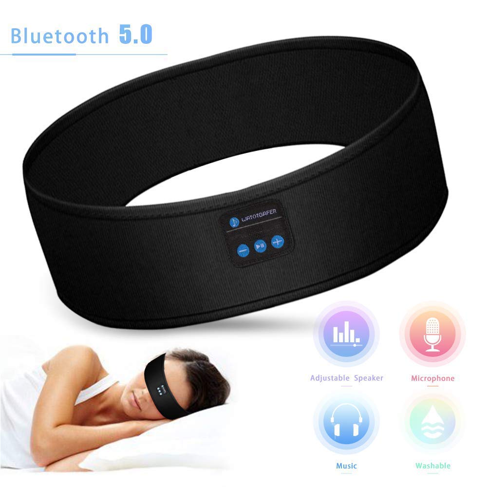 Sleep Headphones,Bluetooth 5.0 Headband Wireless Music Sport Headband Sleeping Headsets Ultra Thin Speaker Long Time Pay for Running, Yoga, Black