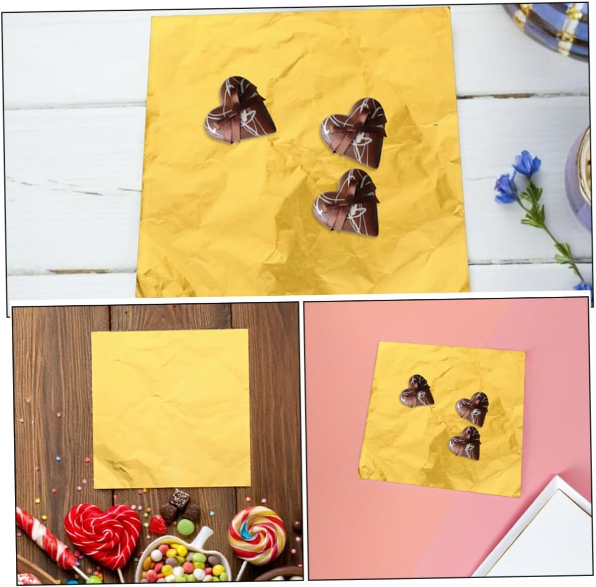 Garneck 200pcs Aluminum Foil Wrappers Candy Making Supplies Wrapping Foil Packaging Paper for Sweets