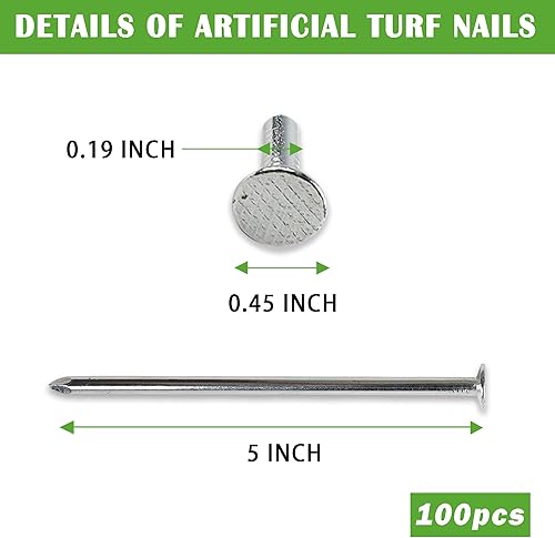 Miniatura 3 de SUNTURF Paquete de 100 clavos de plástico de 5 pulgadas, estacas de césped artificial, estacas de metal galvanizado en espiral para paisajismo