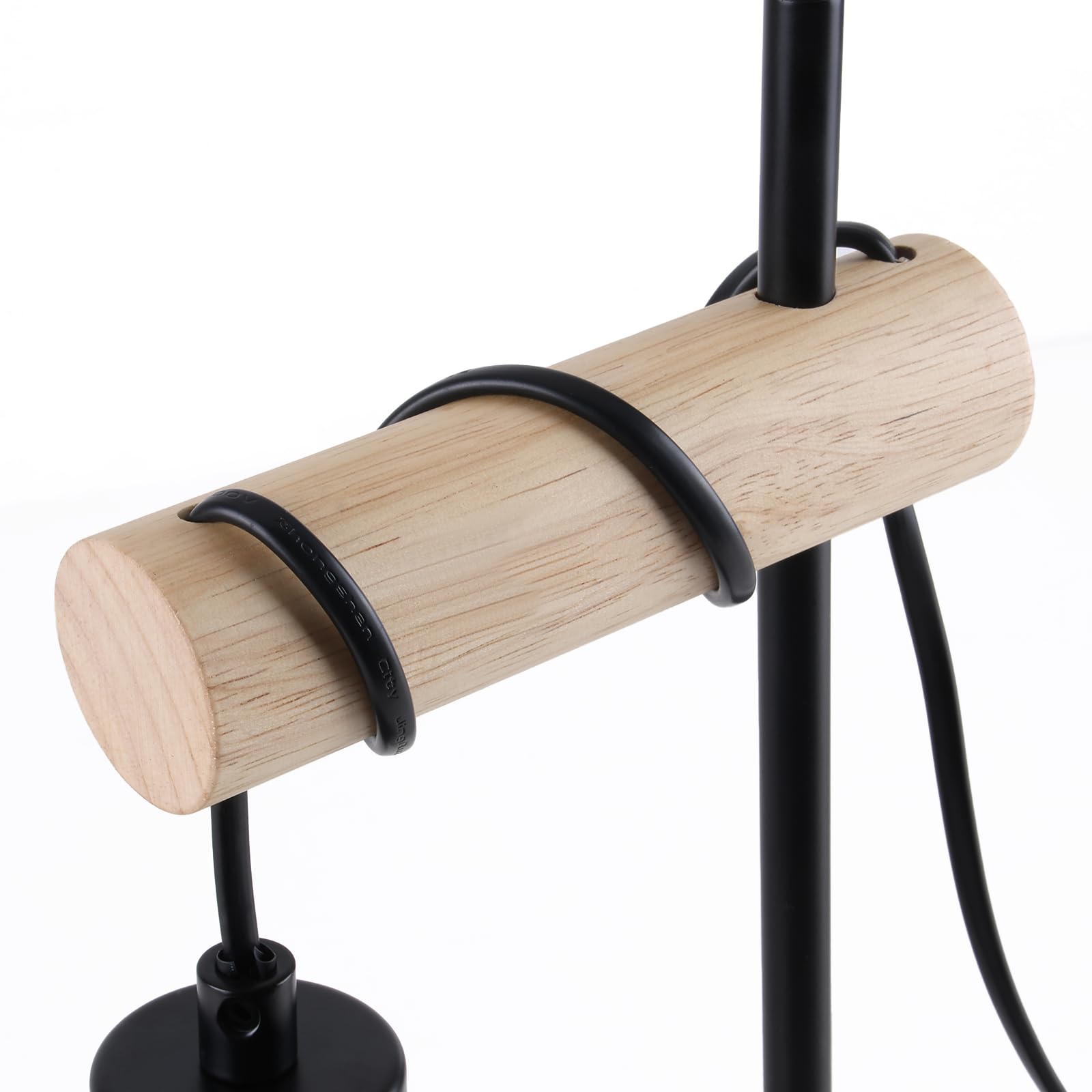 ZMH 2er Lámpara de mesa vintage de madera para salón: Lámpara de noche negra industrial de metal, casquillo E27, estilo retro para dormitorio, hotel - Sin bombilla