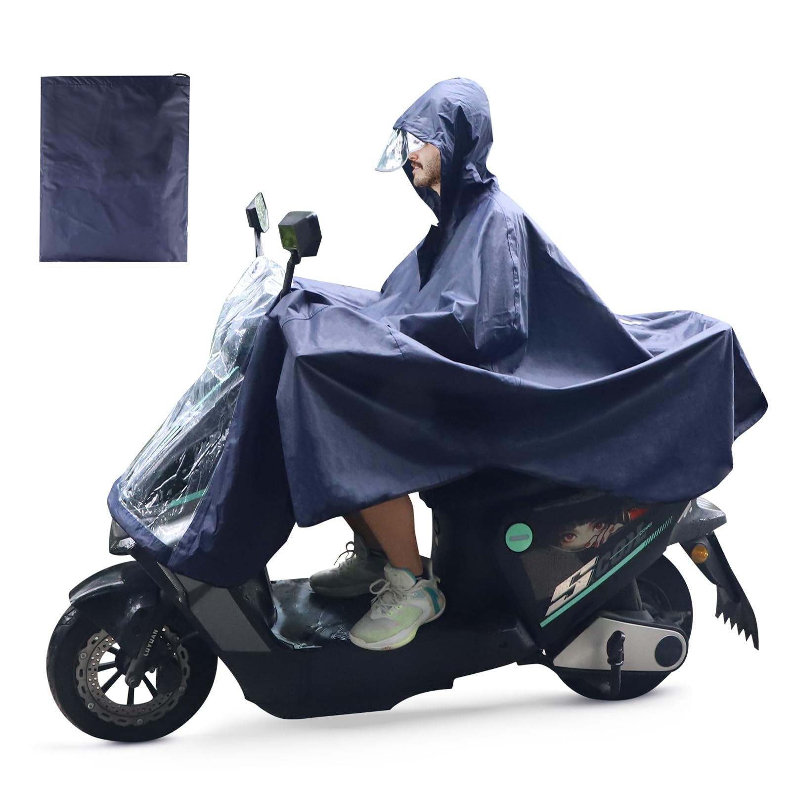 lalago Imperméable à l'eau Cyclisme Capes, Imperméable for Vélo Électrique, Poncho Pluie pour Fauteuil Roulant/Cape, Coupe-Vent à Capuche Cyclisme, Pluie Poncho Vélo