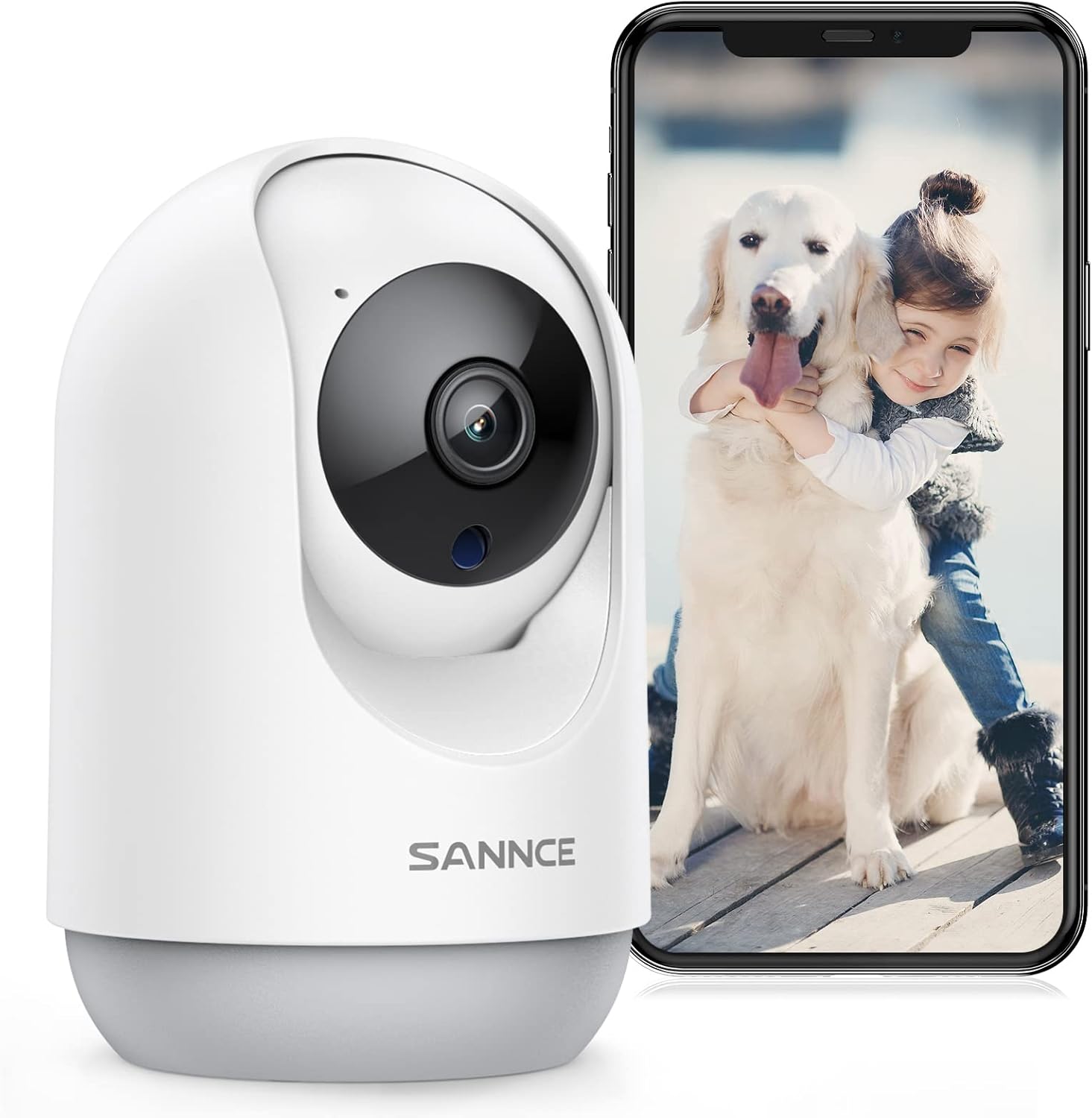 SANNCE Cámara de Seguridad IP inalámbrica para el hogar Inteligente 1080p Full HD Conversación bidireccional AI Detección de Movimiento y Humano Acceso Remoto Amazon Alexa y Google Assistant