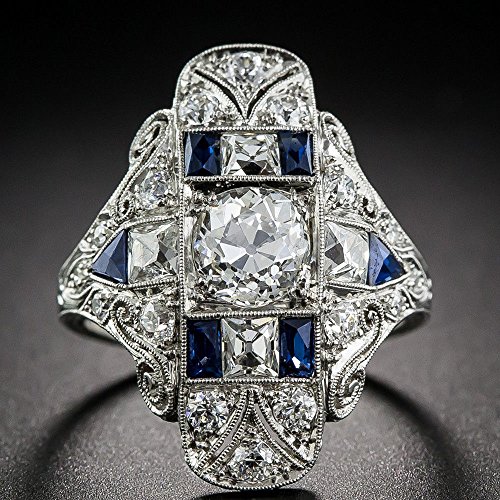 Opal Jewelry Hot Vintage Art Deco Bule White Sapphire Silver Filled Wedding Ring Size 6-10 (7)