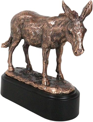 Ebros Gift Fantástico Ass Donkey Mule - Figura de resina de bronce galvanizado con base de pedestal negra, granja, rústico, burros, caballos,