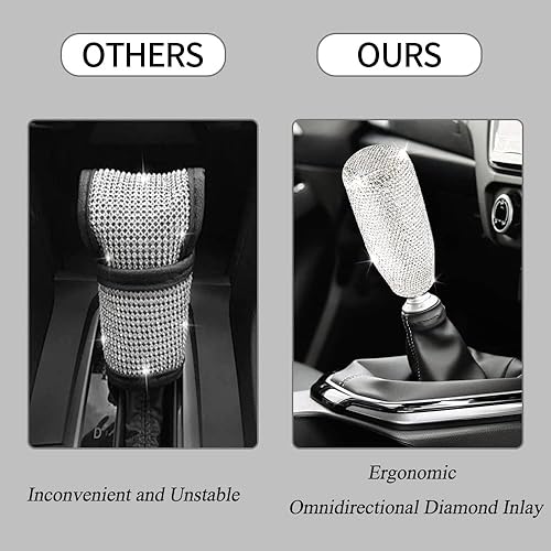 Miniatura 3 de muge racing Pomo de palanca de cambios con diamantes pequeños brillantes y brillantes, accesorios de decoración interior del automóvil con tres