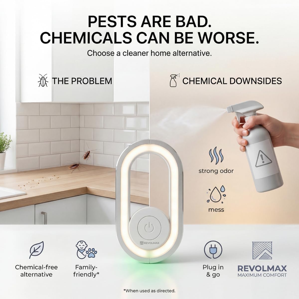 AUR-A28, Ultrasonic Pest Control Repeller - Electronic & Ultrasound, Indoor Plug-in Repellent - Get rid of - Rodents, Mice, Squirrels, Bats, Insects, Bed Bugs, Ants, Fleas, Spiders, Roaches 6 Pack