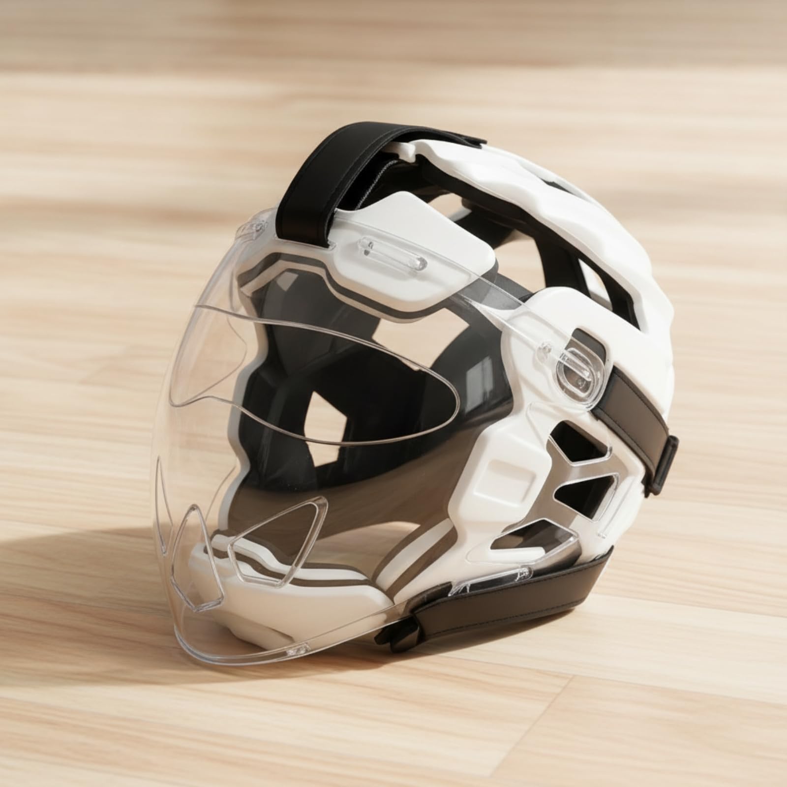Casco da Combattimento Casco Protettivo con Visiera Casco da Allenamento Casco per Arti Marziali con Visiera Integrale Trasparente Antiurto con